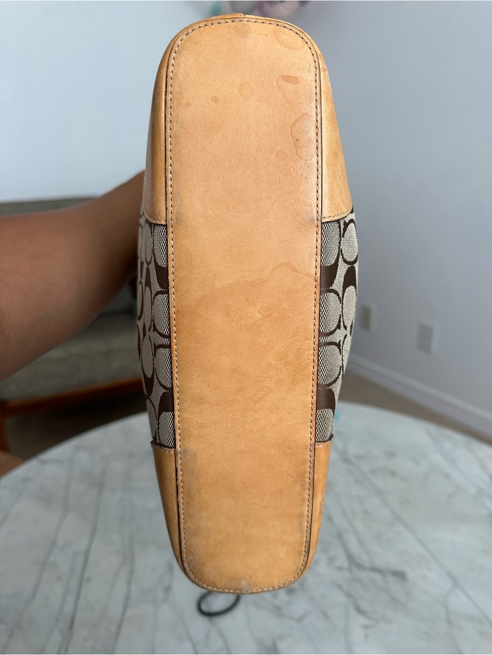 Coach Signature Hobo in Brown and Tan Leather Trim - Picture 4 of 6